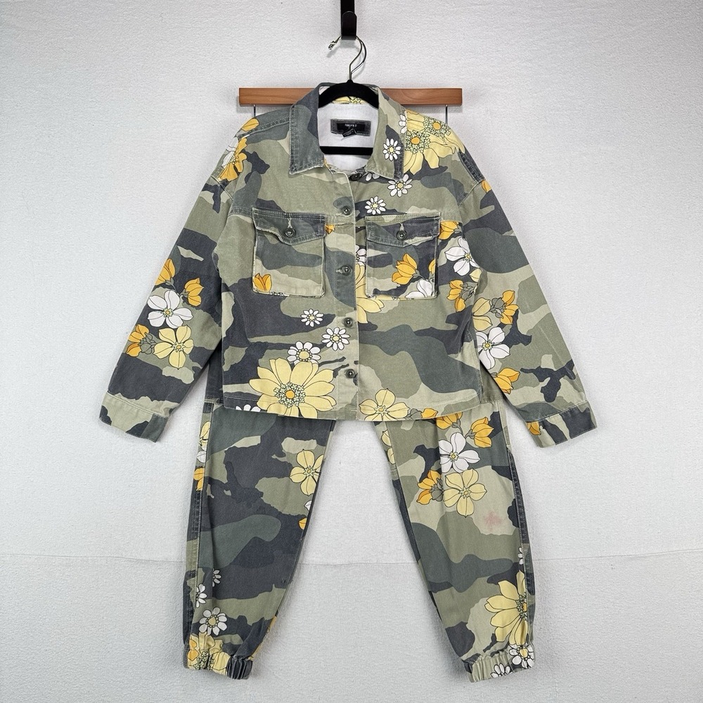 Floral Camouflage 2-piece Girl's 9-10 Utility Jacket And Jogger Pants Forever 21